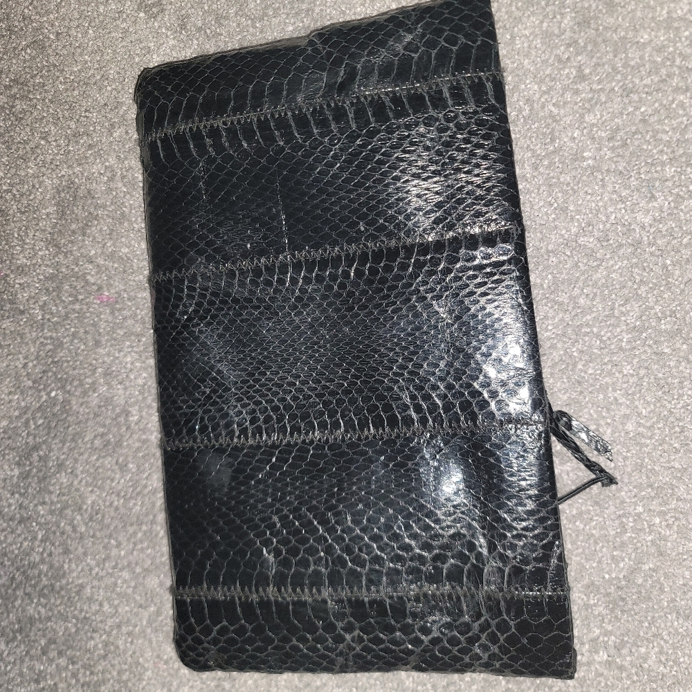 Vintage Black Eelskin Womens Clutch